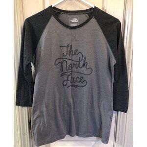 The North Face Womens Baseball Raglan Small 3/4 Sleeve Gray Tshirt